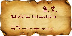 Miklósi Krisztián névjegykártya